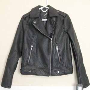 Collection B Faux Leather Moto Jacket Black Junior Size Medium M